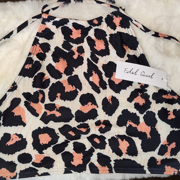 Edel Qual Two Piece Bikini Cheetah Print Halter Bathing Suit SIZE SMALL - Picture 2 of 6